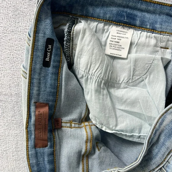 Judy Blue Womens Boot Cut Jeans‎ Size 14W Light Wash Stretch Denim JB82552LT-PL - Picture 6 of 10